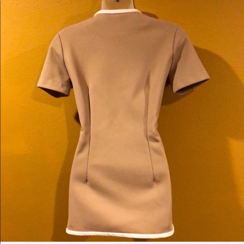 Vintage Jantzen Uniform Top/jacket 1960's tan white polyester - Picture 4 of 7